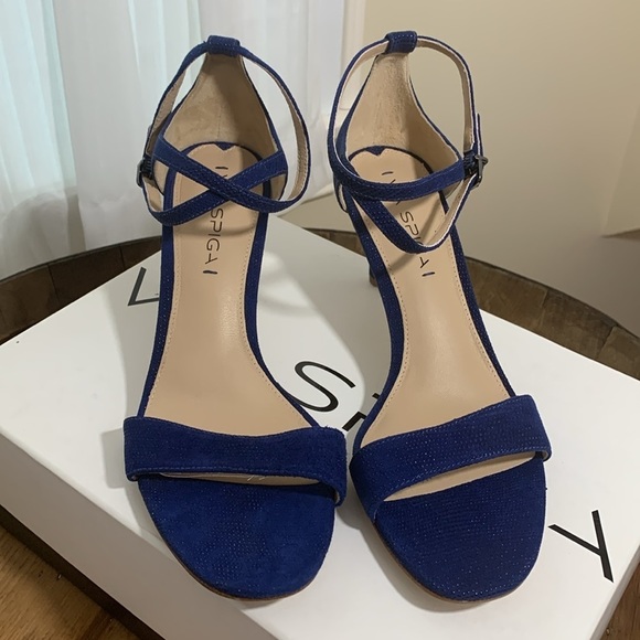 Via Spiga NIB Leesa Lapis Leather Suede Crisscross Ankle Open Toe Party Heels 8M - Picture 4 of 17